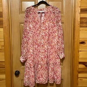 J Crew Raglan ruffle Dress size 2XL fully lined, long sleeve